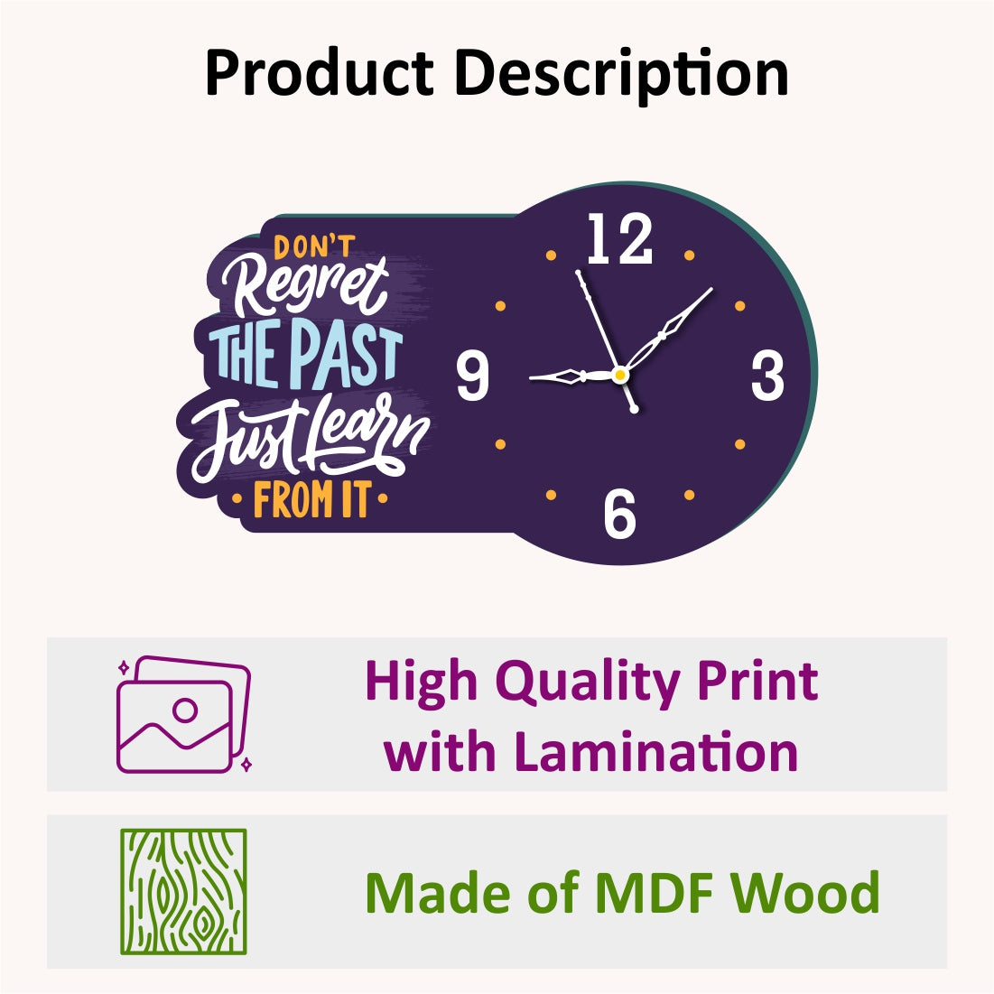 Wooden Clock with Quote 6