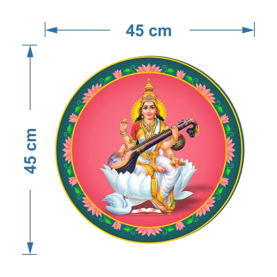 Saraswati Goddess Wooden Wall Decor