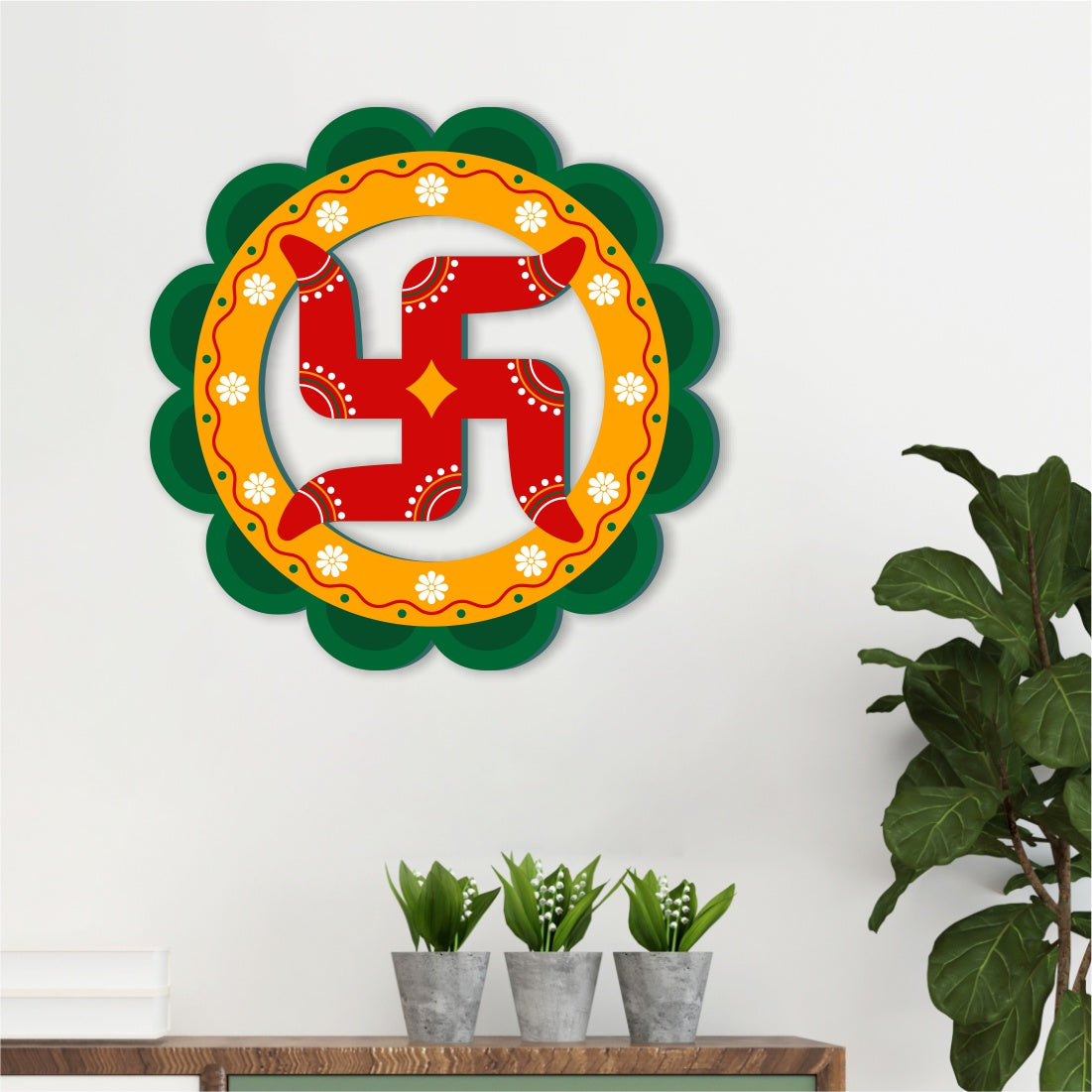 Swastik Wooden Wall Decor