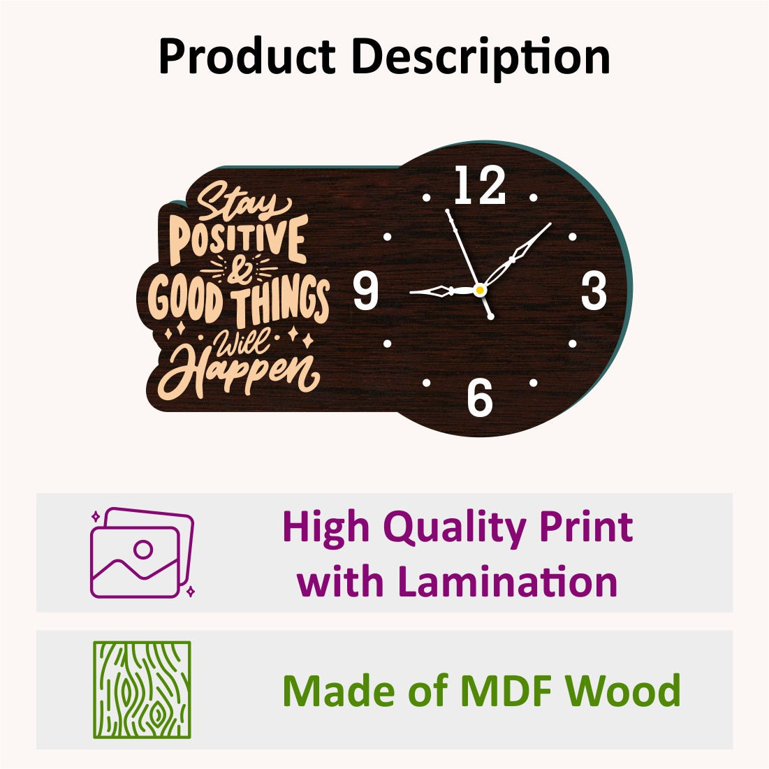 Wooden Clock with Quote 4