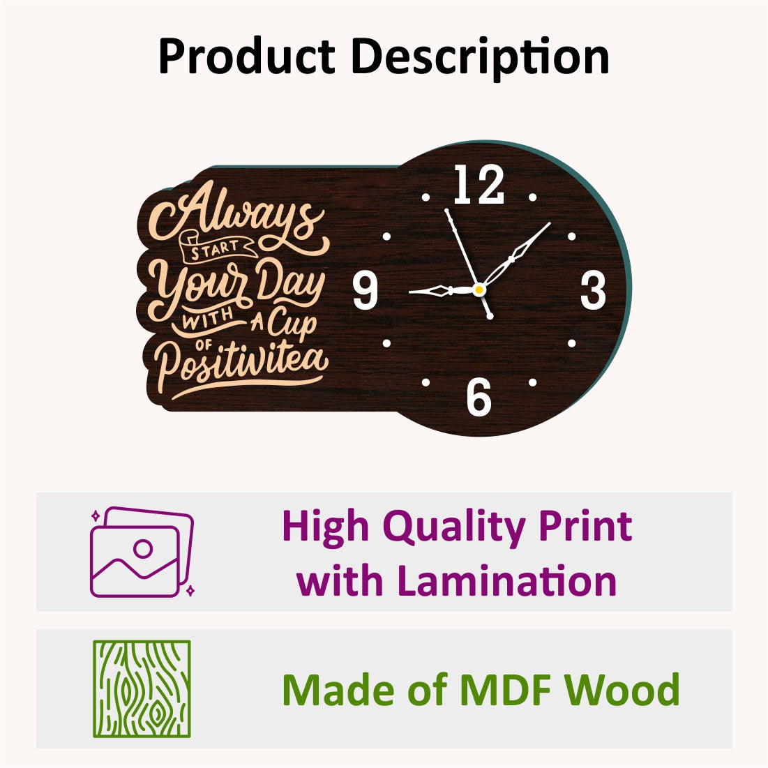 Wooden Clock with Quote 3