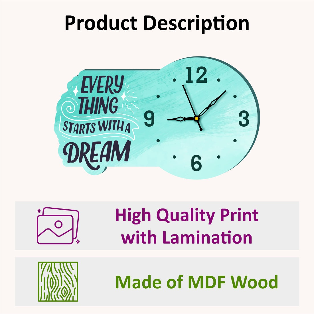 Wooden Clock with Quote 2