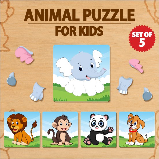 Animal Puzzle For Kids (Set Of 5)