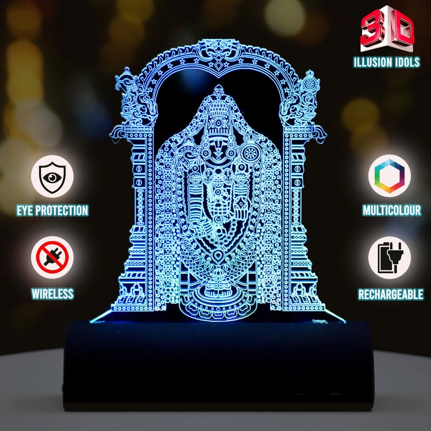 Balaji 3D Illusion Car Dashboard LED Light Acrylic